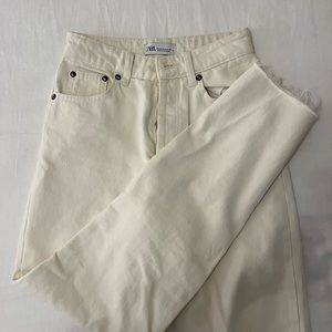 Zara straight leg cream/yellow jeans